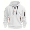White 2024 Autumn Winter New Men's Hoodie Quarter Zip Hoodies Pocket Sports&Outdoor Streetwear Cool Casual Clothing Hoodies Sweatshirts