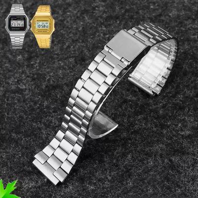 18-мм тонкий стальной ремешок для часов CASIO A158 / A159 / A168 /A169 /B650 /AQ230/ 700 Классический Маленький Квадратный Серебристый Блок Металлический Ремешок