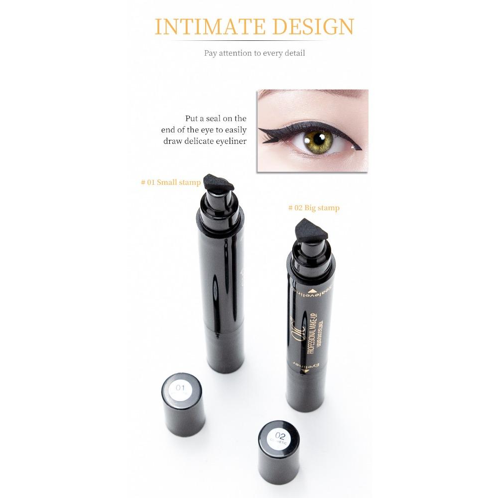 QIC Double -headed Seal Eyeliner, Waterproof Without Fainting Triangular Wing Tail Seal Eyeliner Pen