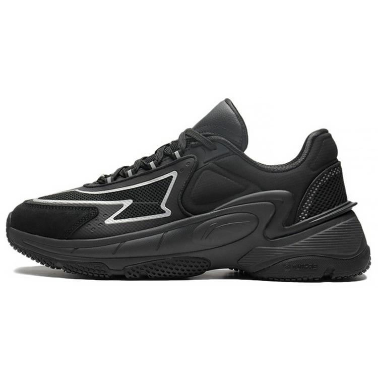 Li Ning Амортизирующие, износостойкие, низкие, повседневные кроссовки для мужчин, черные AGCS265-1