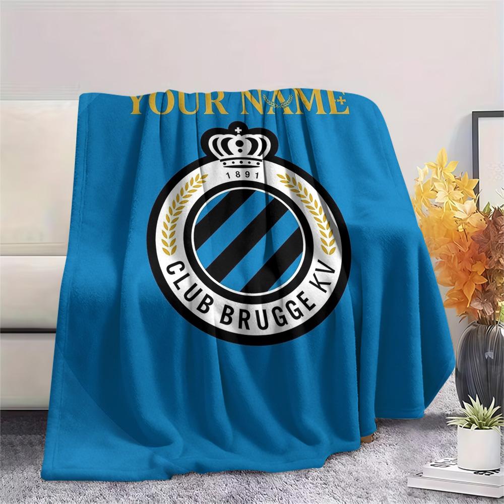 1PC Club Brugge Kv Crest Custom Name Patterned Flannel Blanket Suitable For All Seasons For Home Decor Warmth And Comfort Gifts Holiday Present