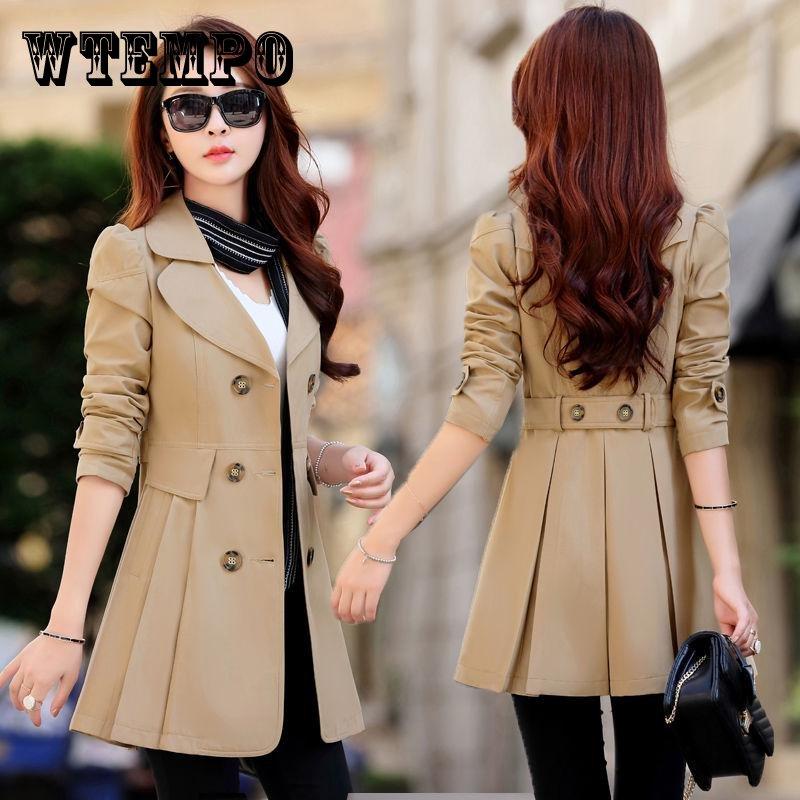 Autumn Women's Double Snap Women Slim Thin Large Yard Long Classic Windbreaker Coat Jacket Women's