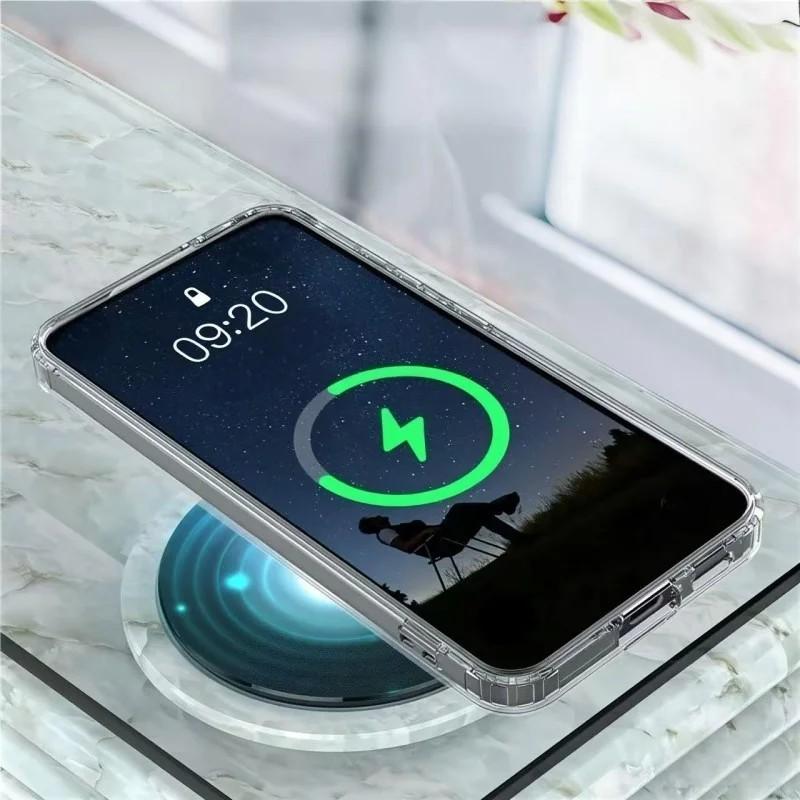 For Samsung Galaxy S24 Clear Phone Case WANLONFENG LM Series Compatible with MagSafe with Screen Film (Big Lens Hole)