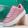 Женские туфли на платформе со стразами на толстой подошве розовые дизайнерские туфли блестящие кроссовки со стразами трендовые повседневные кроссовки