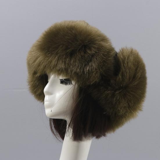 Шапка-ушанка Утолщенная Пушистая Ветрозащитная Милая с Помпоном Подкладка из Пуха Защита Ушей Искусственный Мех Мужская Женская Уличная Велосипедная Зимняя Шапка для Шопинга