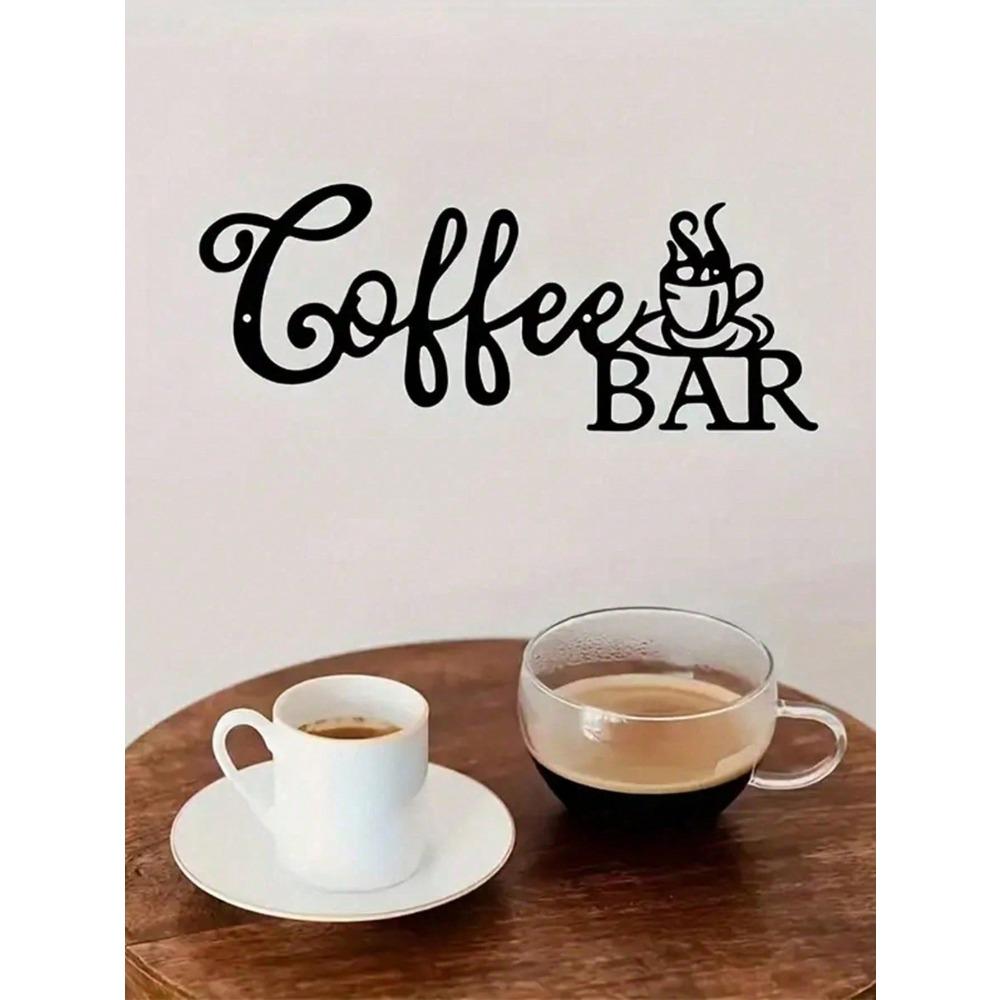 1 Piece, Metal Coffee Bar Logo Suitable For Coffee Shops, Homes, Offices, And Kitchen Wall Decoration. Coffee Bar Metal Wall Hanging Logo