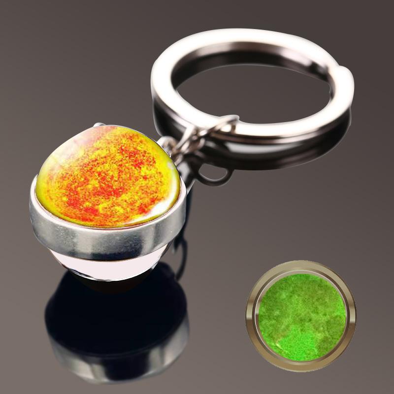 Solar System Galaxy Nebula Double Sided Glass Ball Keychain Moon Earth Mars Pendant Keychain