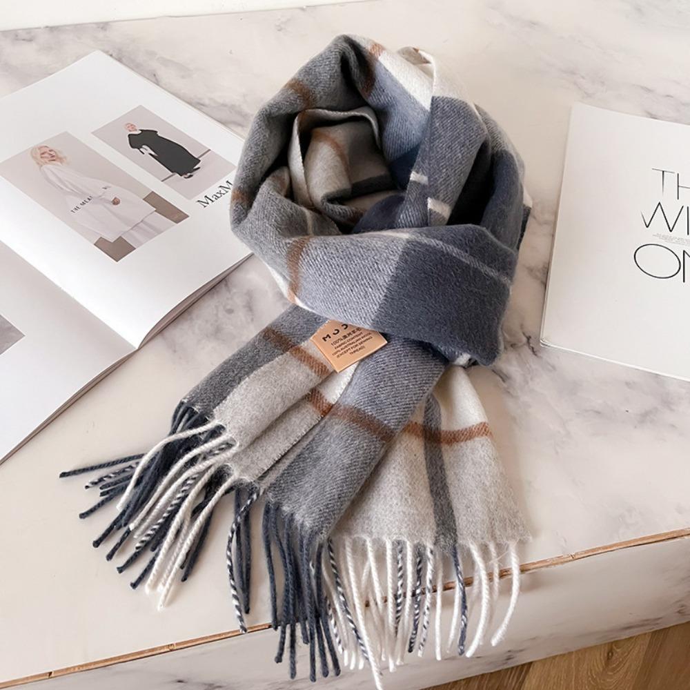 Thick Warm Winter Plaid Scarf Windproof Shawl Wrap Fashion Long Tassel Scarves