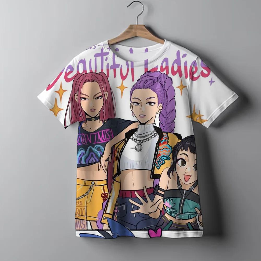 K-pop Футболка тай-дай «Охотники на демонов» для девочки, топы с коротким рукавом, футболки с принтом Руми Мира Зои, милая летняя детская одежда