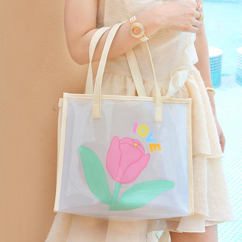 Bag Female Summer Jelly Beach Bag Transparent Hand Bag PVC Storage Bag Niche Portable Handbag Shoulder Bag