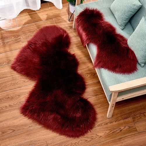 Double Heart Shape Faux Fur Sheepskin Rugs Floor Carpet Fluffy Soft Shaggy Area Rugs Throw Bedside Rugs Living Room Decor Mat