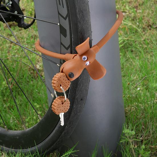 Велосипедный замок с ключами, милый тросовый замок с печеньем и собакой, противоугонный велосипедный замок с силиконовым покрытием для велосипедного шлема, двери скейтборда