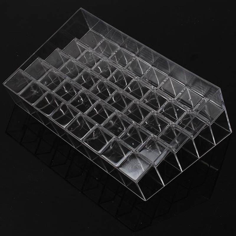 Trapezoid Clear Makeup Display 40 Lattices Lipstick Stand Case Cosmetic Organizer Holder Box