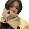 Twist Button Warm Winter Scarf for Women All Match Casual Neck Scarf for Cycling Cold Protection  Neck Protection  Warm Knitted Scarf Korea
