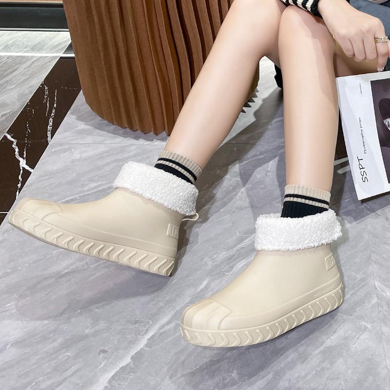 Четыре сезона дождевые туфли женская мода верхняя одежда короткие сапоги взрослые женские милые водонепроницаемые туфли нескользящие женские хлопковые теплые