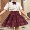 Комплект летней школьной формы JK «Парящая луна»: Аутентичная клетчатая юбка и топ с коротким рукавом, академический стиль для начальной школы