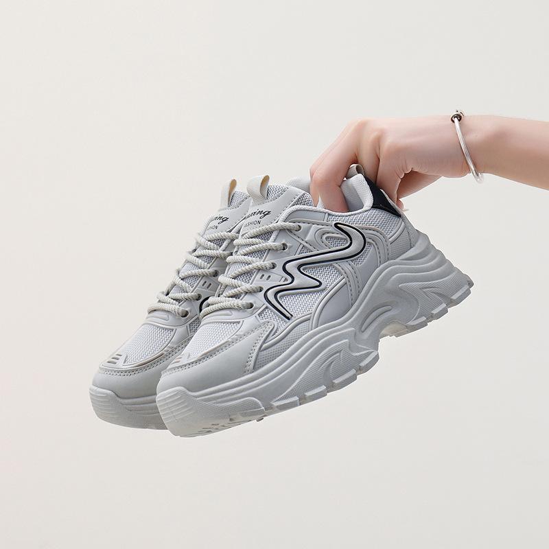 Ins Korean Version Mesh Dad Shoes Women's 2025 Spring New Breathable Female Student Sports Shoes Heightening Casual Shoes Q78