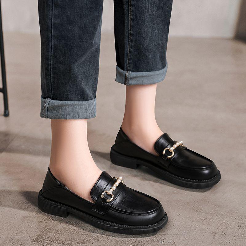 Женская летняя обувь Black Pearl Shoes for Woman 2024 Loafers Normal Leather Casual Low Heeled Cabold со скидкой Wholesale