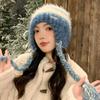 Плюшевая двойная плетеная шапка женская вязаная шерстяная шапка универсальная, маленькое лицо, утолщенная зимняя теплая шапка-ушанка