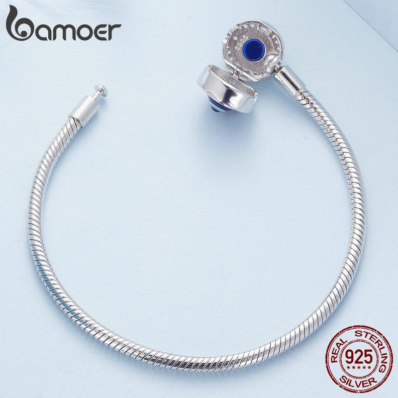 BAMOER Стерлингового Серебра 925 пробы, демонический глаз, базовый браслет, браслет-цепочка в виде змеи для женщин, подвески, сделай сам, паве, ювелирные изделия с фианитом
