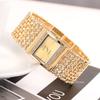 Женские квадратные кварцевые часы Роскошные часы с бриллиантами для женщин Дамские платья Хрустальные наручные часы Элегантный браслет Zegarek Damski