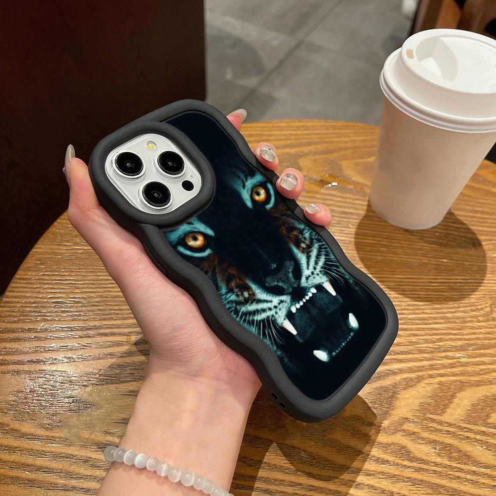 Чехлы для телефонов N96 Tiger eyes design Macaron Wavy Edge для iPhone 16 Pro Max Samsung S24 Plus S23 Ultra A35 A05s Xiaomi Redmi Note 13, противоударный чехол