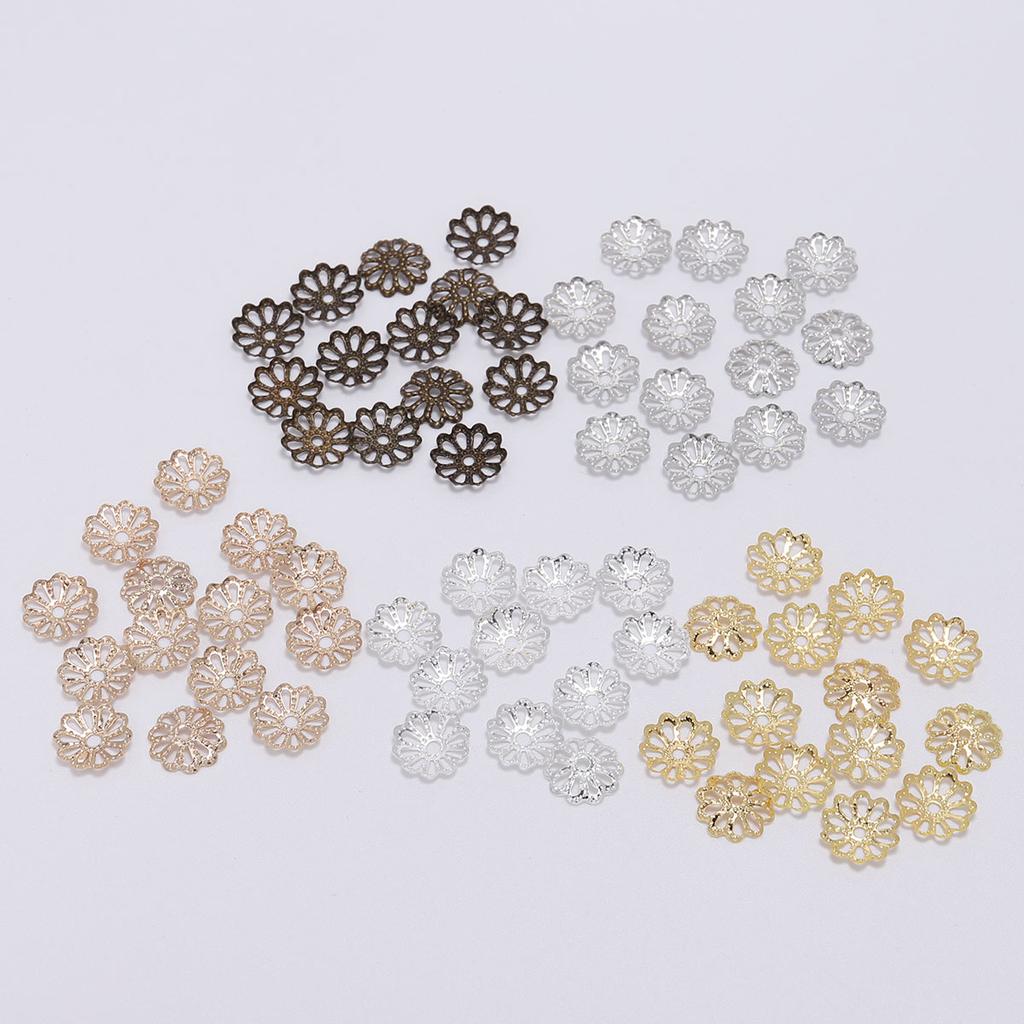200 Pcs/Bag 7mm 9mm Flower Bead End Caps Gold Bead Caps For Jewelry Making DIY Bracelet Earrings Accessories Findings