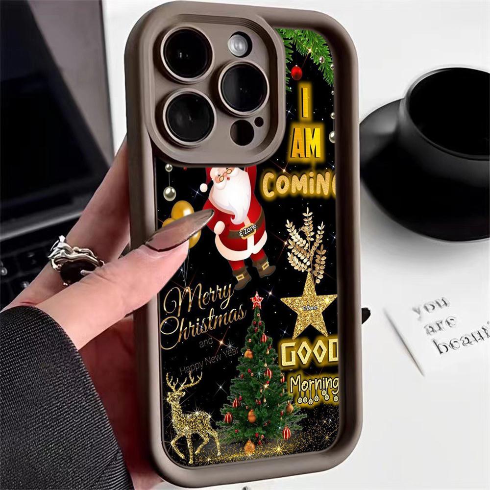 N108 Happy New Year Christmas Desig Soft Angel Eyes Phone Cases for Samsung S23 S24 Ultra S21FE A54 A34 A13 A14 A06 A24 Realme12 OPPO Shockproof Cover