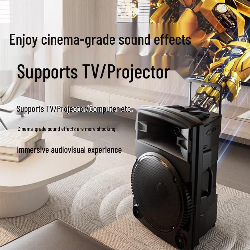 Портативная Bluetooth-колонка на колесиках Newmine N521 12 дюймов с двумя микрофонами, штепсель CN (адаптер в комплекте) (Китайская версия)