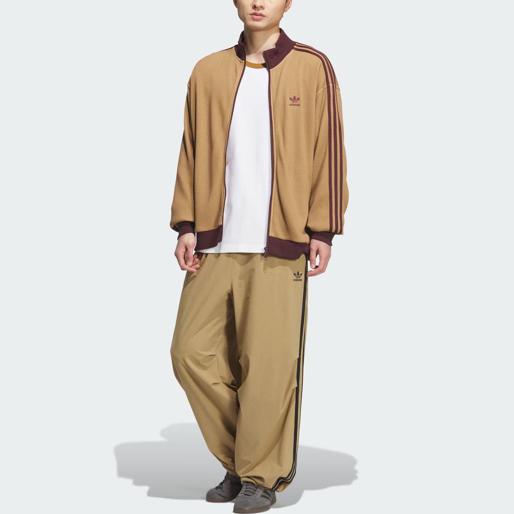 Adidas Originals Track Top Ss25 Knit Striped Stand Collar Sports Loose Multi Pocket Knitted Jacket Men Jacket KC2620