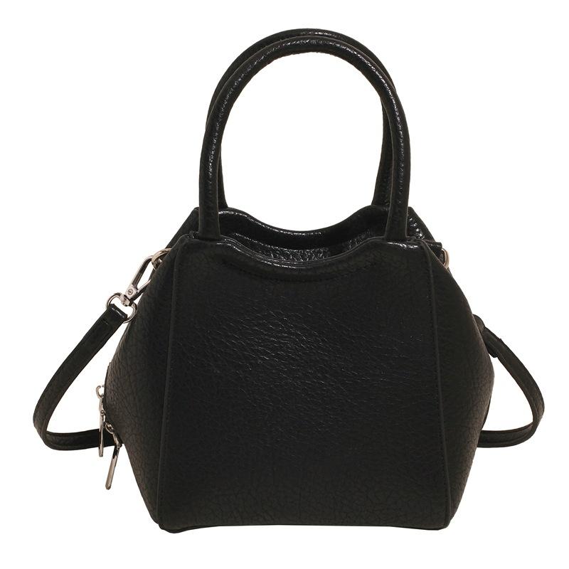 Оптовая мода высокое чувство простой стиль однотонный узор личи сумка-ведро повседневная универсальная сумка-мессенджер для通勤 для женщин