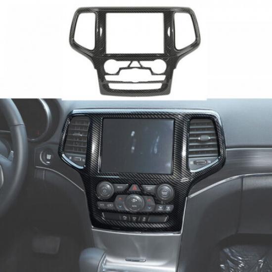 Carbon Fiber GPS Navigation Panel Cover Trim For Jeep Grand Cherokee 2014-2018