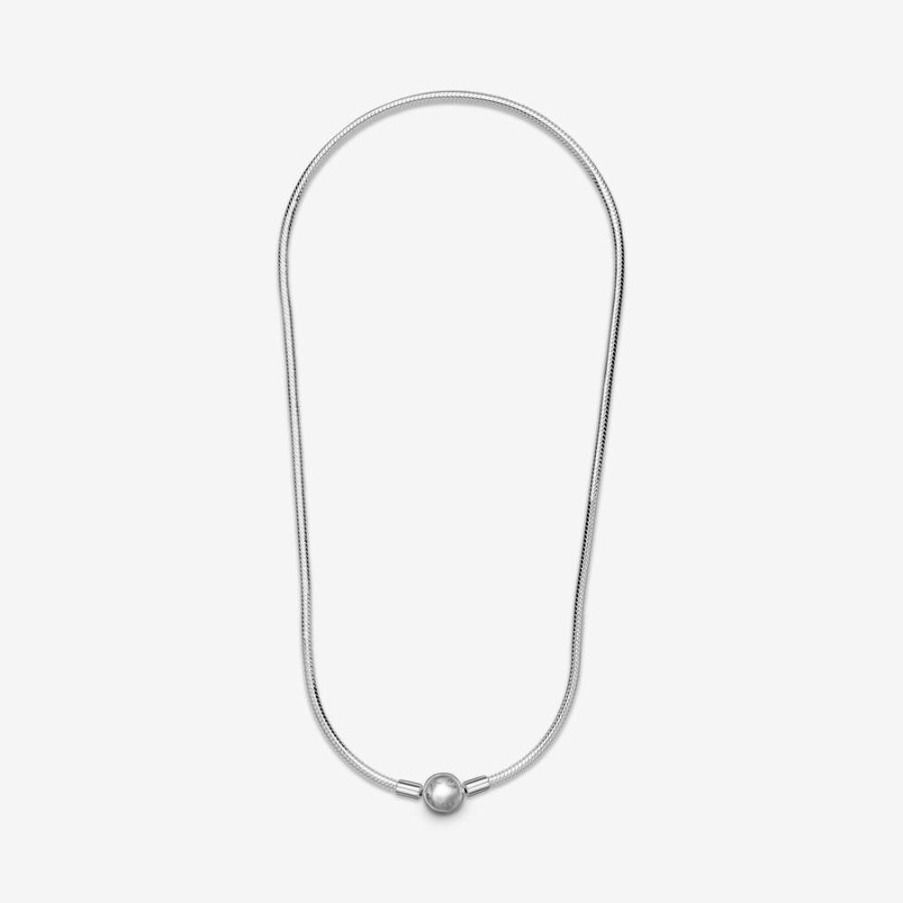 Elegant 925 Silver Plated Snake Chain Necklace with DIY Beaded Pendant for Daily Wear