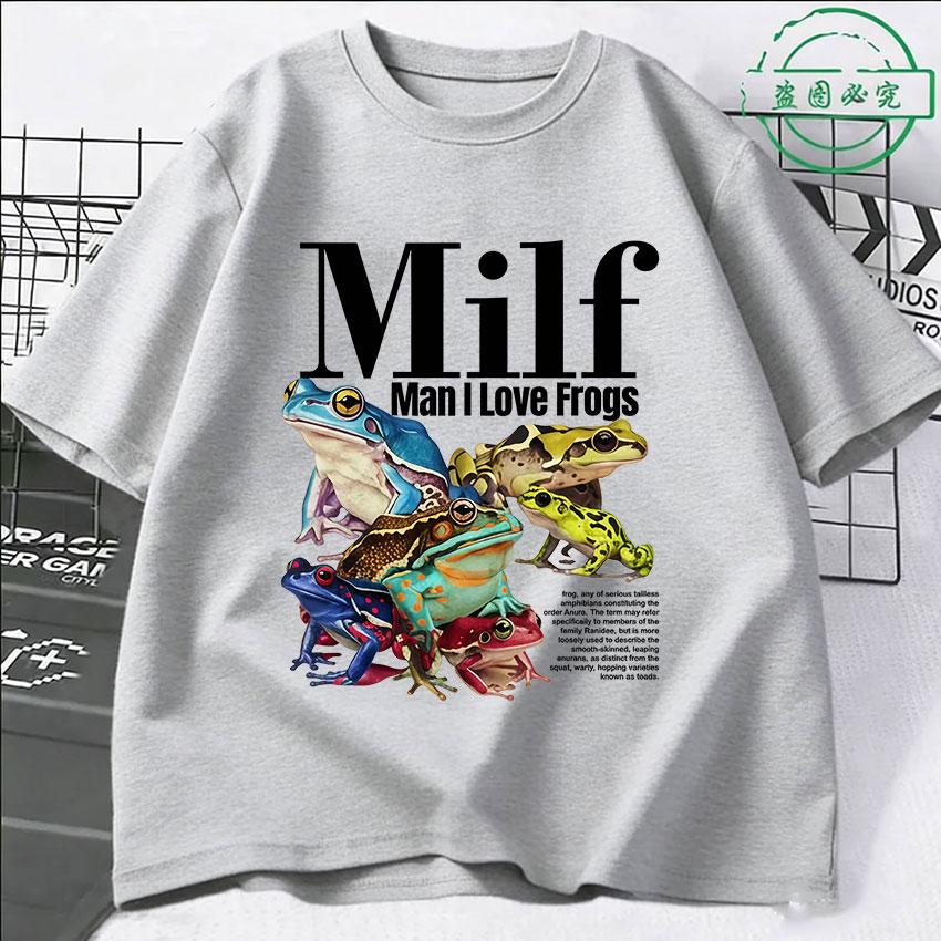 Unisex I Love Frogs Funny Meme Graphic T-Shirt Unisex Women Fashion Harajuku Short Sleeve T Shirt Retro Oversized 100% Cotton T-Shirts