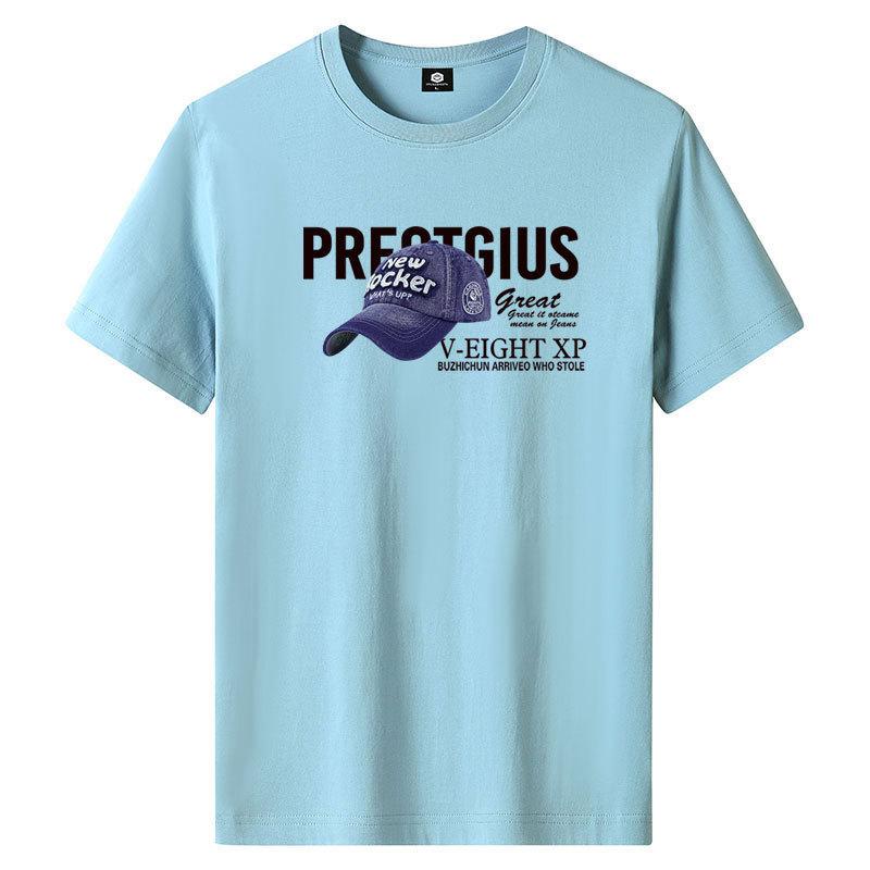 GMXIA Футболка с коротким рукавом из хлопка, мужская модная свободная рубашка с коротким рукавом, с принтом