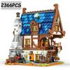 2366PCS Medieval Blacksmith Shop Building Blocks European City Street View Building Model Bricks Toys Gifts for Kids