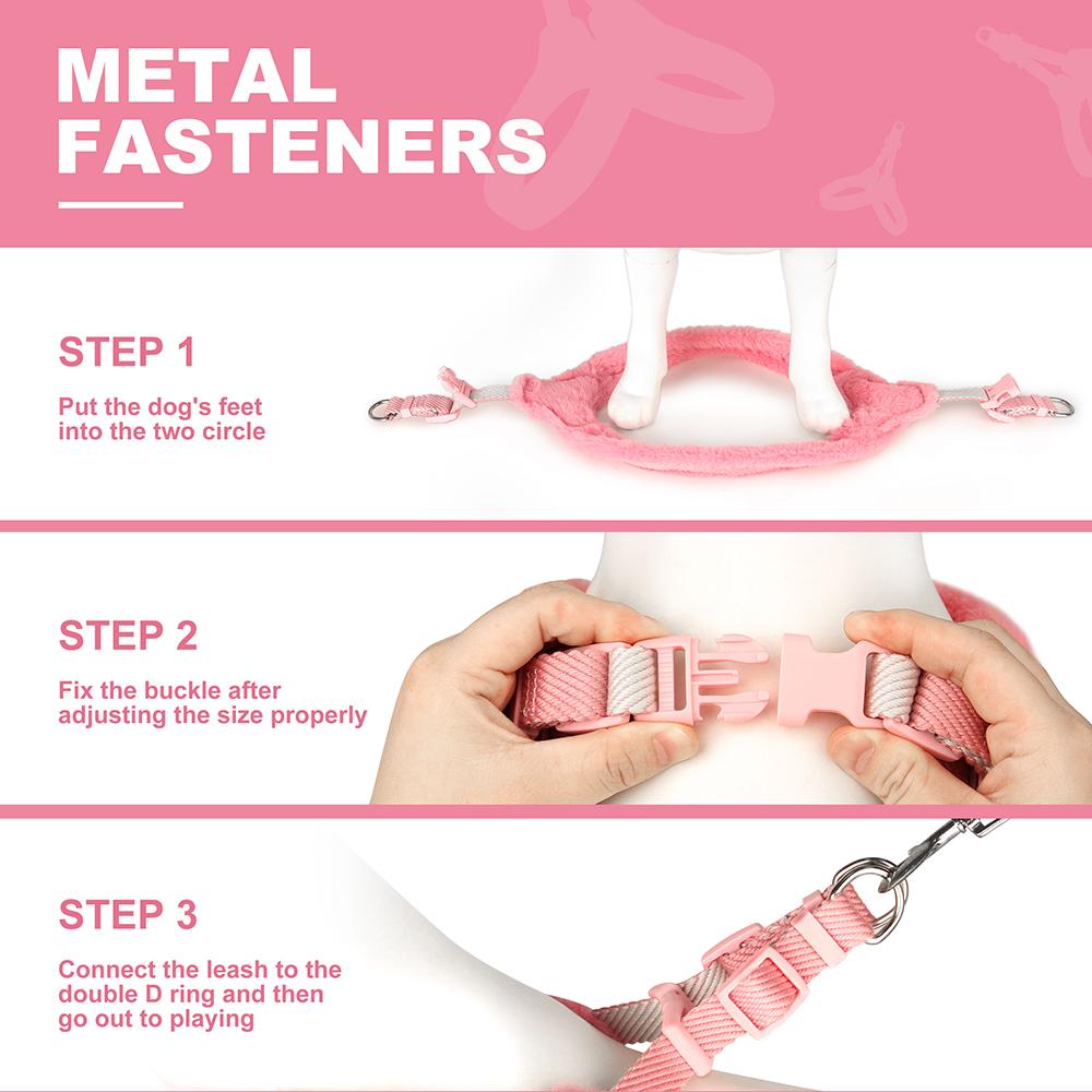 Теплая зимняя шлейка для собак, милая шлейка для щенков маленьких собак, мягкая шлейка для мопсов и йорков, розовая