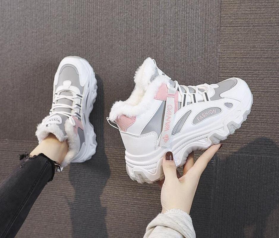 Модные зимние ботинки для женщин, повседневные высокие ботинки, теплые женские кроссовки, ботильоны на платформе, теплые ботинки для снега