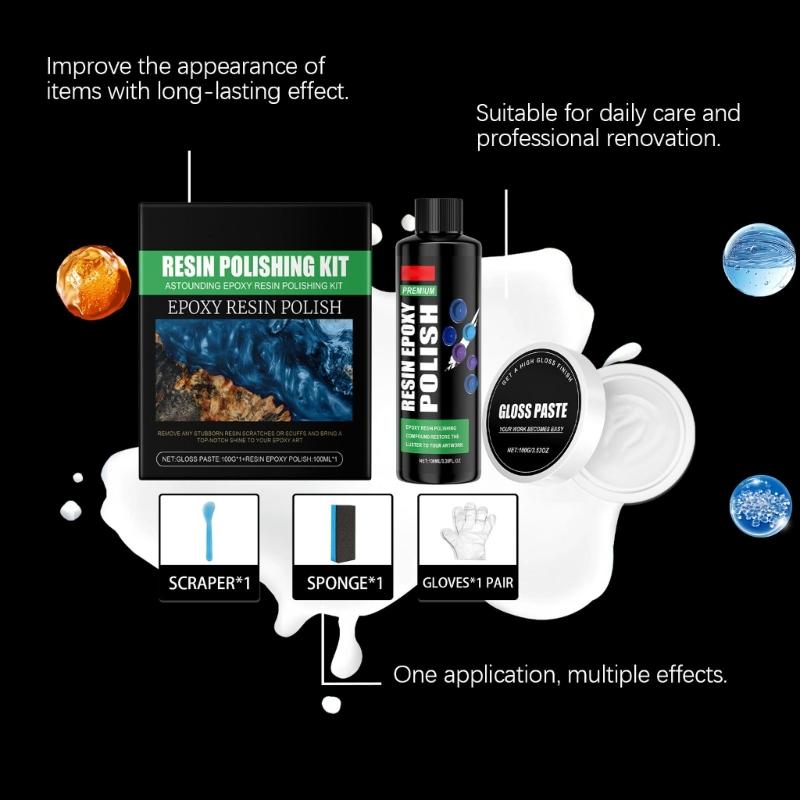 Professional Resin Polishing Set Polish Compound Sandings Sponges Scrapers For DIY Craft Projects And Surfaces Refinishing