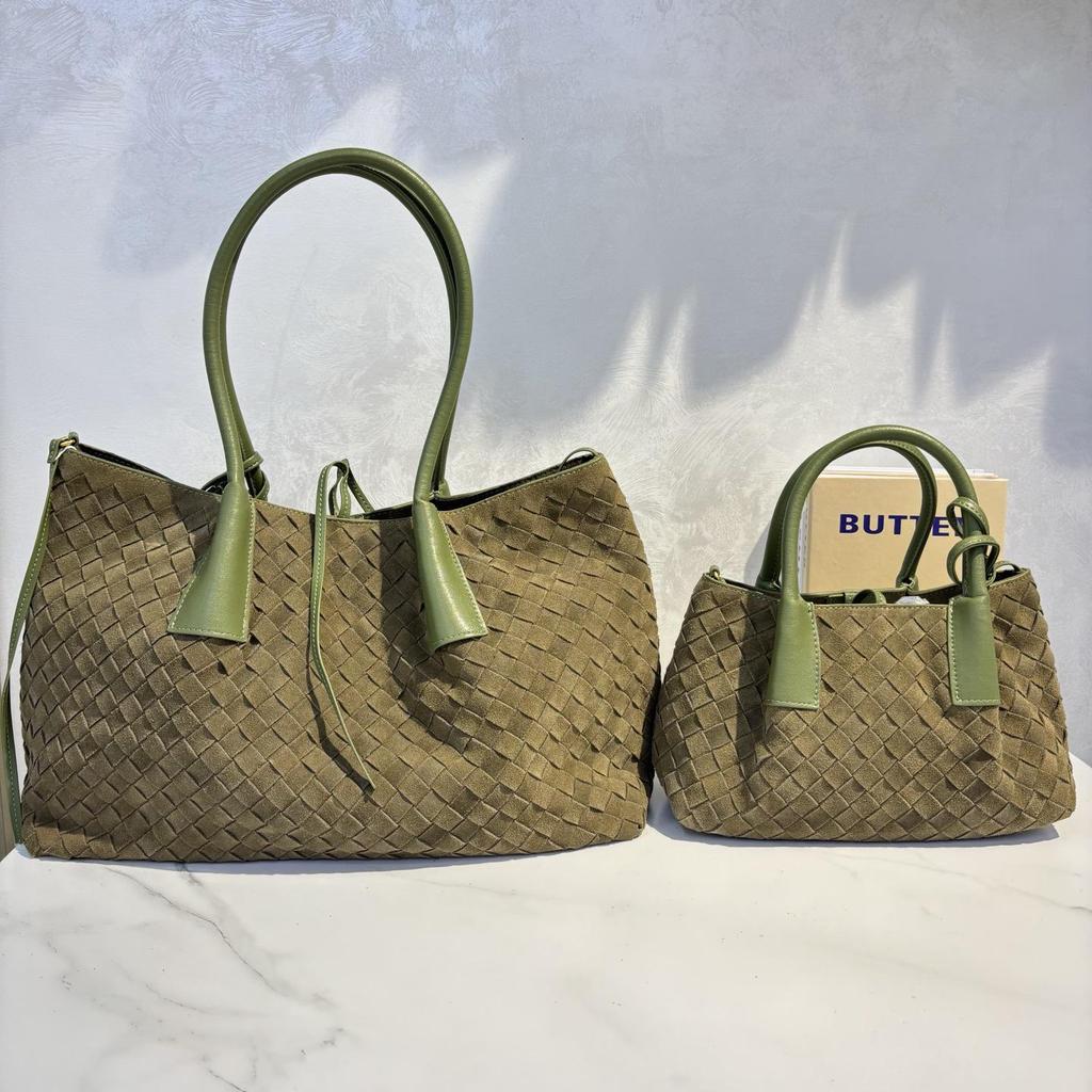 Осенняя ретро плетёная сумка-тоут из замши: Универсальная сумка через плечо и через плечо