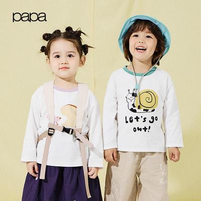 Детская хлопковая футболка с длинным рукавом и принтом животных Papa Crawl