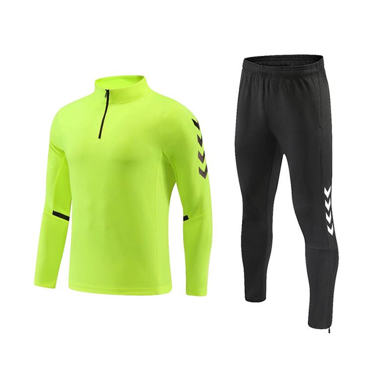 Мужской тренировочный футбольный костюм с полумолнией и длинным рукавом на осень/зиму - школьная форма с принтом