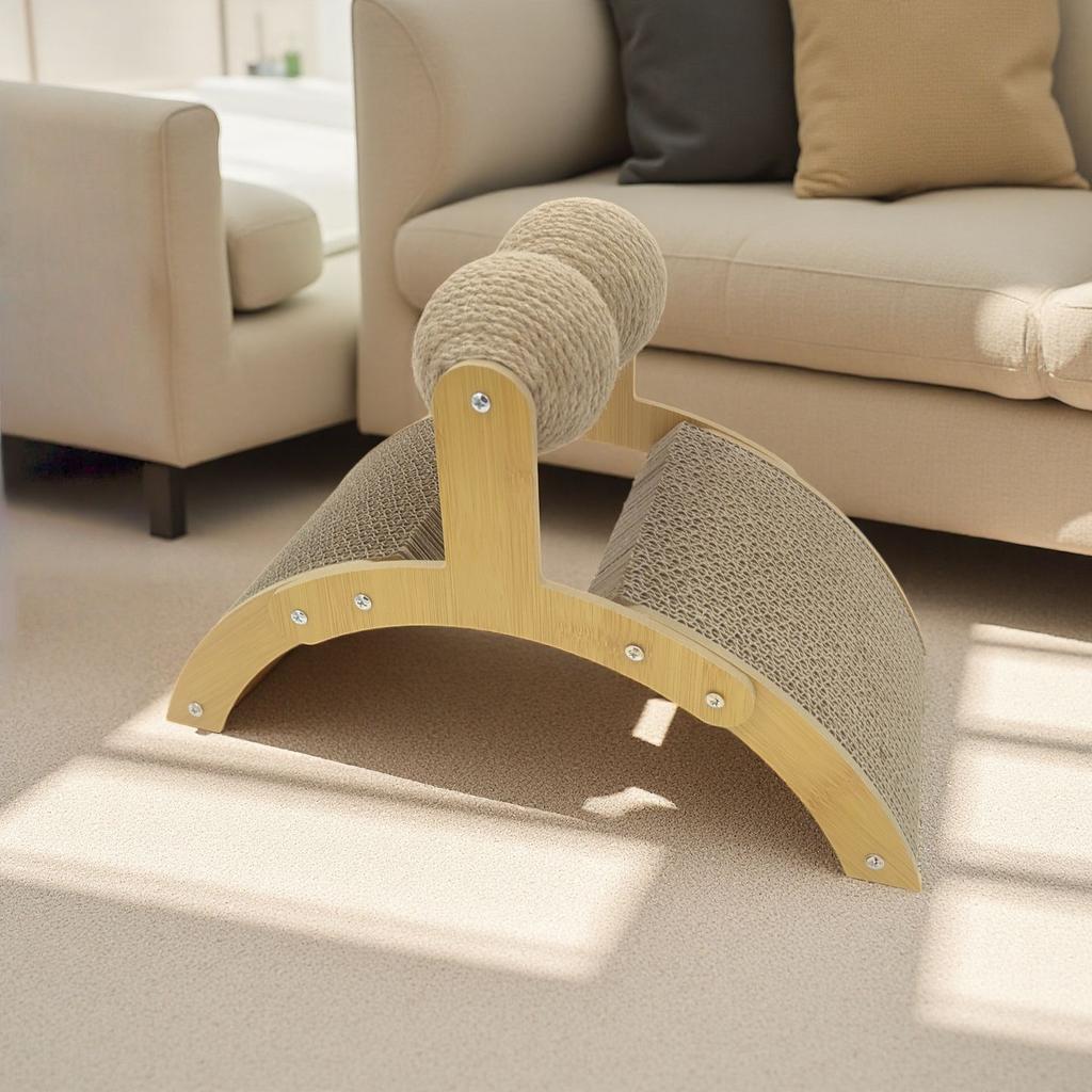 Когтеточка 2-в-1 с подвесной игрушкой-шариком - Сверхвысокий столб-когтеточка с ограждением для заточки когтей, Сверхпрочная когтеточка-пад для крупных кошек