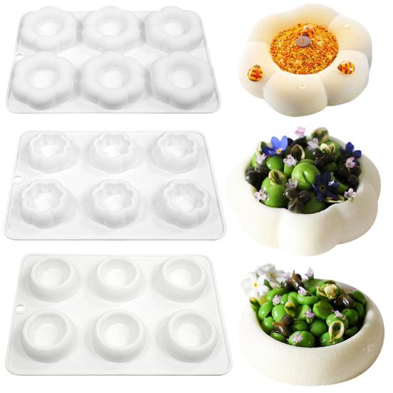 Mousse Cake Mold Food Grade BPA Free Heat-Resistant Dishwasher Safe 6-Cavity DIY Fondant Chocolate Mold