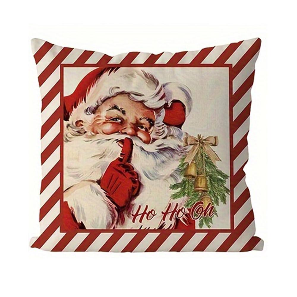 1 шт. Рождественская наволочка, Винтажный Санта, Олень, Леденец и Сани с красно-белой полосатой каймой Добавьте праздничную рождественскую атмосферу