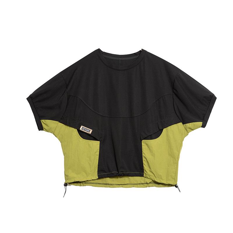 Короткий рукав, свободная футболка в стиле ретро с лоскутным принтом, повседневная, свободная, женская летняя футболка