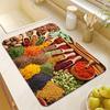 1 шт. резиновый кухонный коврик для сушки посуды с принтом приправ - нескользящий, впитывающий, подставка для посуды для домашнего декора, экономящий место