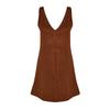 Коричневое замшевое мини-вязаное платье без рукавов с v-образным вырезом Twoaw24el00543