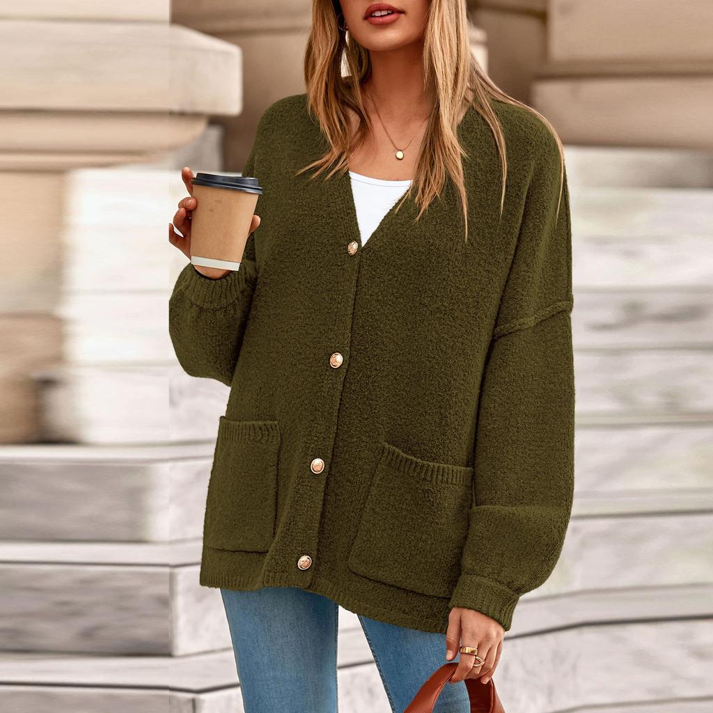 Sweaters For Women Button Long Sleeve Knit Sweater Coats With Pockets