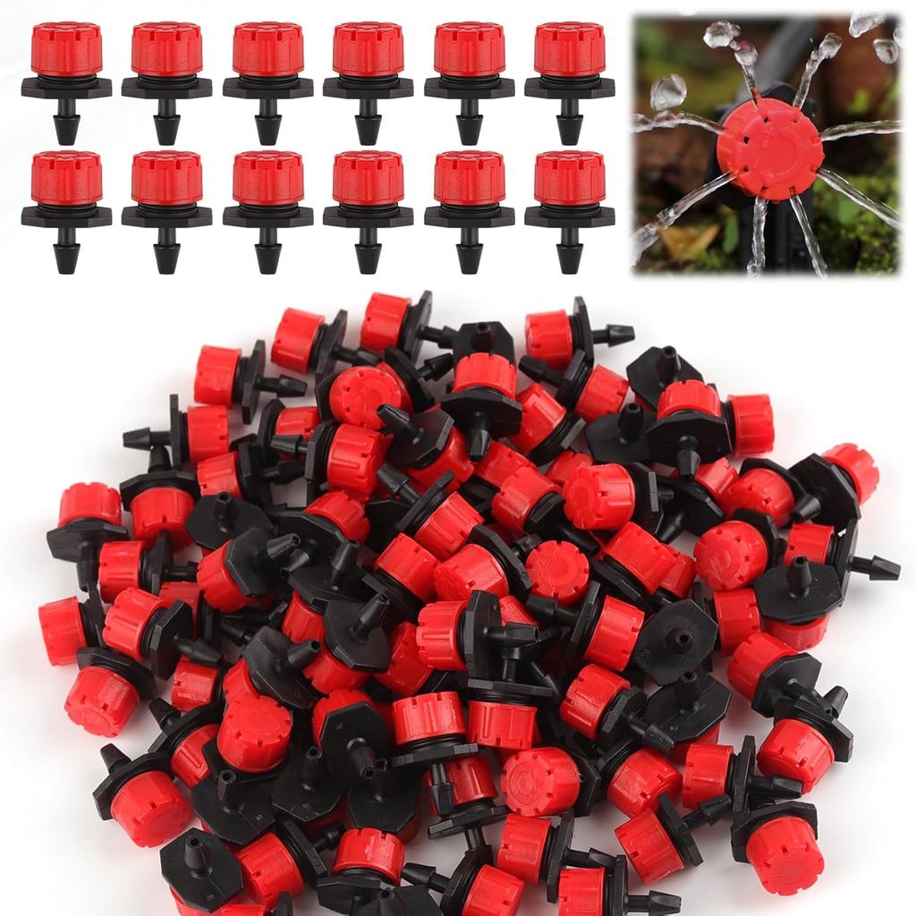 50Pcs Adjustable Drip Irrigation Emitters, 1/4Inch Adjustable Micro Drip Irrigation System Watering Sprinklers .